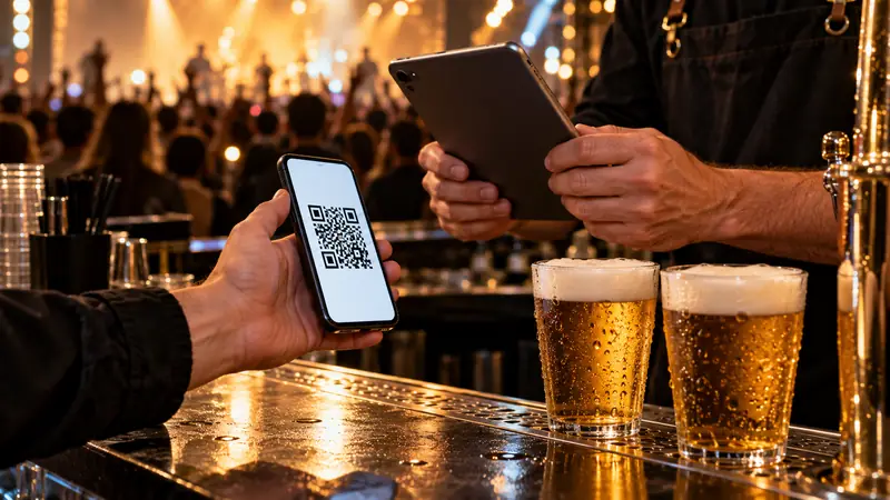 Un barista inquadra con il tablet il codice QR sul telefono del cliente
